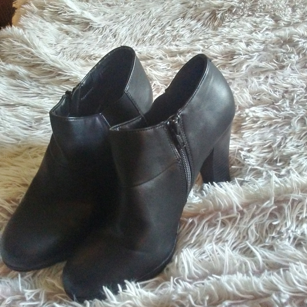 Black leather ankle boots